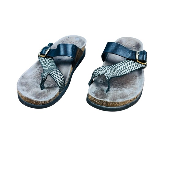 EUC Mephisto Women’s Helen Mix Black/Gold Reptilia Comfort Sandals Sz EU 39/US 9 - Picture 1 of 12